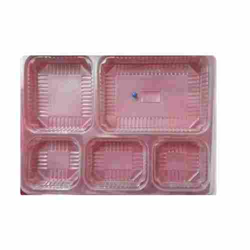 Transparent Single Use Only Disposable 5 CP Compartment Meal Food Plastic Plates For Hotel Party
