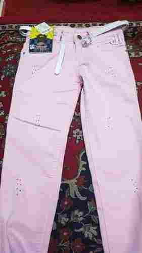 Pink Casual Wear Full Length Regular Fit Skin Friendly Highly Comfortable Girls Plain Denim Jeans