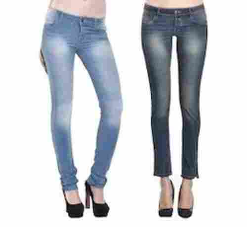 Blue Skin Friendly Casual Wear Full Length Skinny Fit Highly Comfortable Ladies Plain Denim Jeans