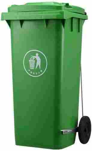 Plastic Portable Green 120 Liter Double Wheeled Dustbin With Lid For Commercial Public Place