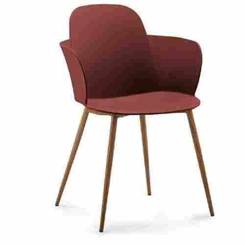 4 Wooden Legs With Plastic Made Maroon Modern Furniture Leaf Layer Cum Cafeteria Chair