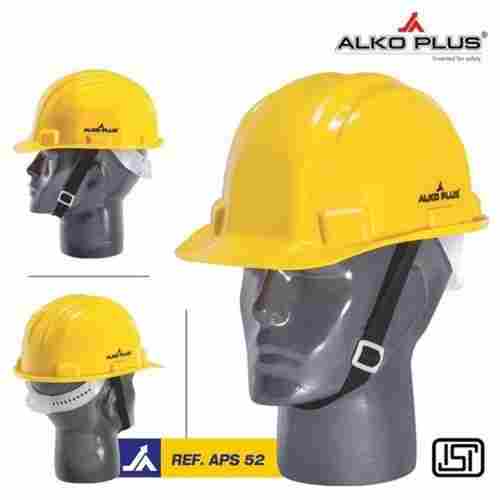 Yellow ISI Mark Adjustable Chin Strap Plastic Construction Safety Helmet