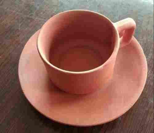 Red Eco Friendly Natural Terracotta Clay Coffee Tea Cup And Saucer Set