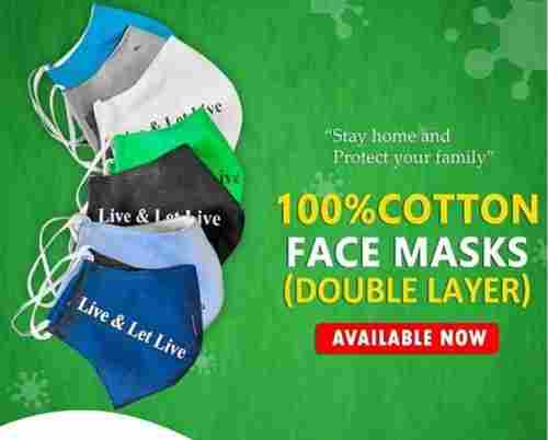 Reusable Washable Covid-19 Protection Double Layer 100% Cotton Face Mask
