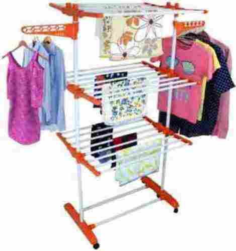Stainless Steel White Floor Mounted Children Clothing Hanger with 6 Wheels