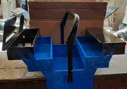  Blue And Black Powder Coated Five Compartments Portable Metal Tool Box