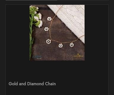 Ladies Fancy Gold And Diamond Love Chain With 18Kt Yellow Gold Very Good
