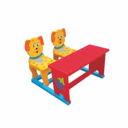 Rectangular Shaped Red Yellow Blue Color 2 Seater Play School Wooden Desk