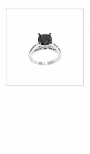 Attractive Design with Perfect Round Shape 2 Carat 10k White Gold Black Diamond Ring