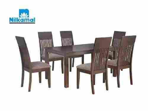 Melamine Finish 6 Seater Rubber Wood PU Foam Cushion Dining Table Set For Home
