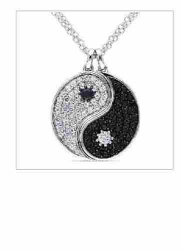 Party Wear and Shiny Look 2.00 Ct. Black And White Yin Yang Diamond Pendant In 14k White Gold