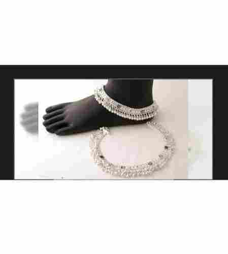 Designer Attractive Look Polished Finish Party Wear Silver Ghungroo Anklets