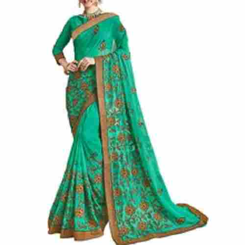 Green Party Wear Skin Friendly Ladies Designer Georgette Printed Saree With Blouse Piece
