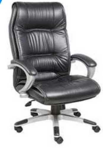 Fine Contemporary Style Plain Black Leather Executive Chair For Office Use