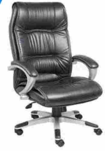 Contemporary Style Plain Black Leather Executive Chair for Office Use