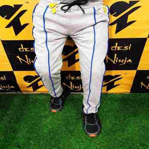 Lycra and Nylon Gray Fashion Blue Tape Patchwork Slim Fit Track Pants