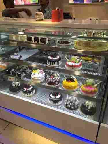 Stainless Steel Cake Display Counters For Shop With 3-4 Shelves And Rectangular Shape