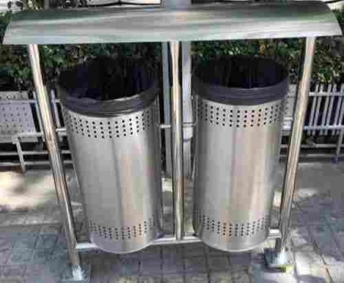 2 In 1 Swing Stainless 202 Polished Surface Finish Round Steel Dustbin