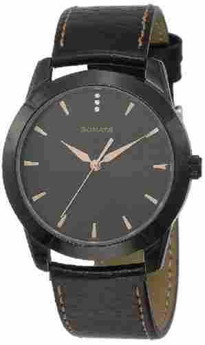 Analog Party And Office Wear Unisex Watch With Black Color Leather Strap And One Year Warranty 50 To 100 Gm Weight