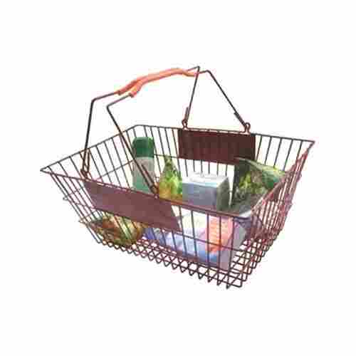 Mild Steel Modern Contemporary Ms Shopping Basket With Handles For Domestic Utility Shopping