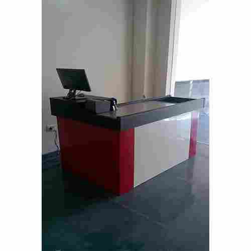 4 Feet Length Red And White Rust Proof Erati Wooden Cash Counter For Supermarket