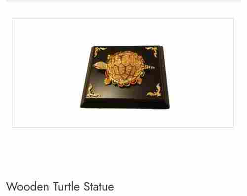Durable Polished Finish and Plain Pattern Dark Brown Wooden Turtle Statue