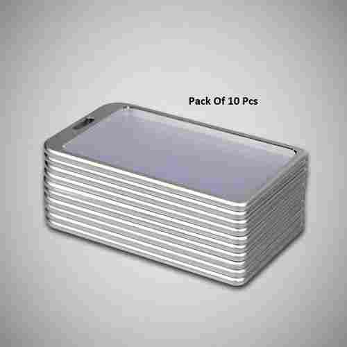 Rectangular Shape Metal Id Card Holder Pack Of 10 Silver Color for Office