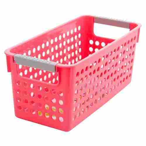 Red Plastic Storage Basket With Handle With 1 To 2 Kg Loading Capacity