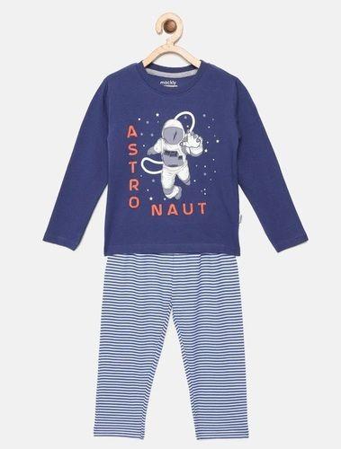 Multiple 100% Organic Cotton Full Sleeves Dyed Comfortable Children Sleepwear