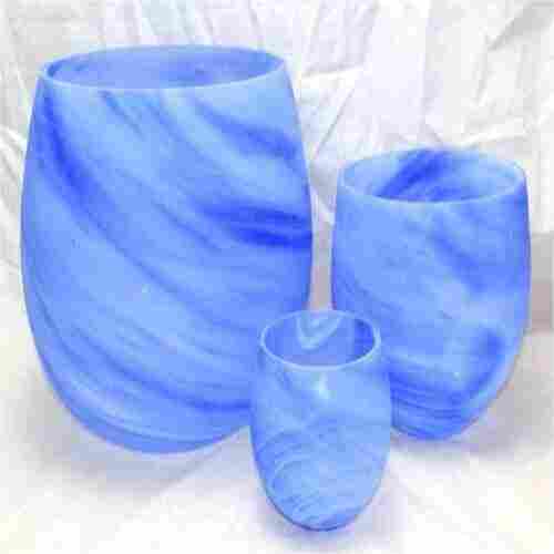 Attractive Blue Round Shape Event Purpose Set Of Flower Pots Cum Flower Vase