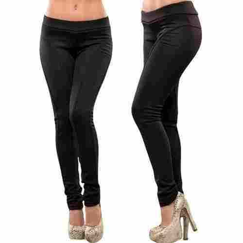 Black Casual Wear Ankle Length Slim Fit Skin Friendly Ladies Plain Polyester Leggings