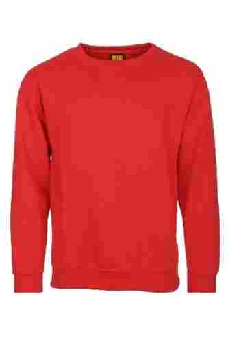 Red Casual Wear Round Neck Full Sleeves Regular Fit Mens Cotton Plain Sweatshirts