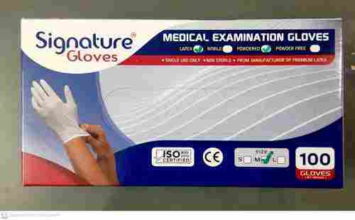 White Color Signature Examination Gloves are Used to Examine for Medical Purposes