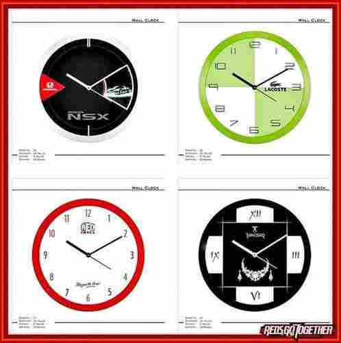 Plastic Body And Round Shape Analog Type Wall Clocks With Black And White Color Needles