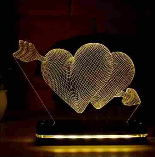 Heart Shaped 3D Illusion Led Night Lamp For Decoration, USB DC 5V, Table Top