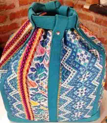 Printed Design Multi Colored Cotton Fabric Backpack For Water Bottle And Tiffin For Unisex