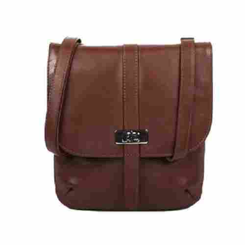 Handmade Brown Color Plain Design Unisex Leather Sling Bag With Polyester Fabric Lining