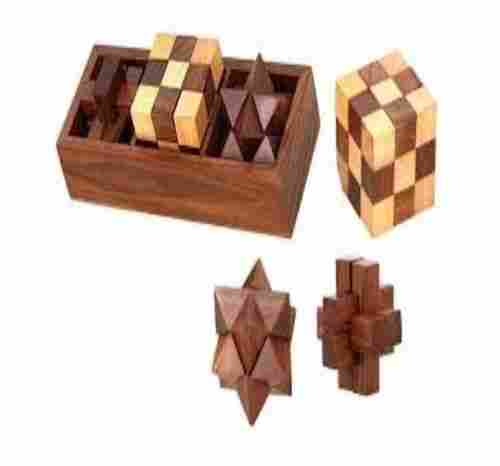 Dark Brown Color Durable Polished Finished Natural Wooden Puzzle Games Set