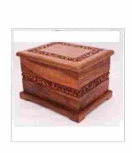 Dark Brown Durable Polished Finished Plain Pattern Natural Wooden Coffin Box