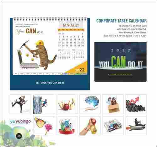 God Printed Table Desk Calendar With English Language For Gifts, Decoration, Home And Office, Offset Printed