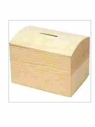 Light Brown Durable Polished Finished Plain Pattern Natural Wooden Money Box
