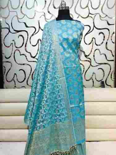 Olympic Blue Skin Friendly Unstitched Three Piece Ladies Cotton Salwar Suit Material