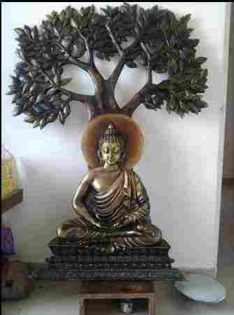4 Foot Long Fiberglass Relief Lord Buddha Sculpture for Temples and Home