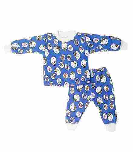 100% Pure Cotton Blue Color Printed Pattern Full Sleeves Kids Dress