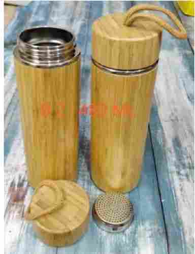 480 Ml Bamboo Insulated Stainless Steel Water Bottle Flask Used In Home And Office