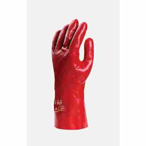 Red Large Size Reusable Acid Chemical Resistant Cotton Palm Coating PVC Safety Glove