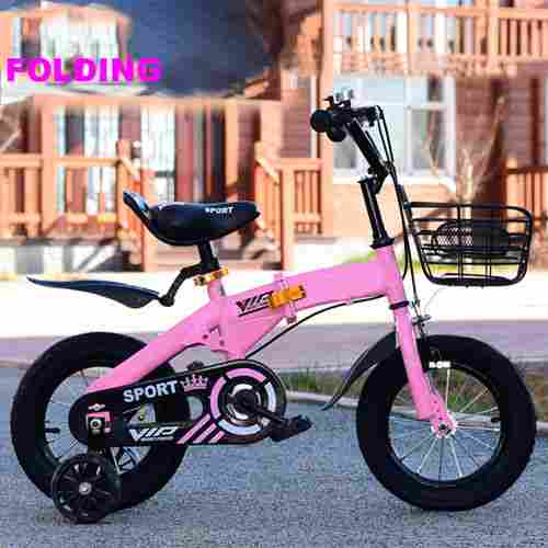 Steel Pink Painted Folding Kids Bike