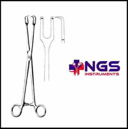 2x2 Teeth Stainless Steel Tenaculun Forcep For Hospital Use With Straight Shape And Polished Finish
