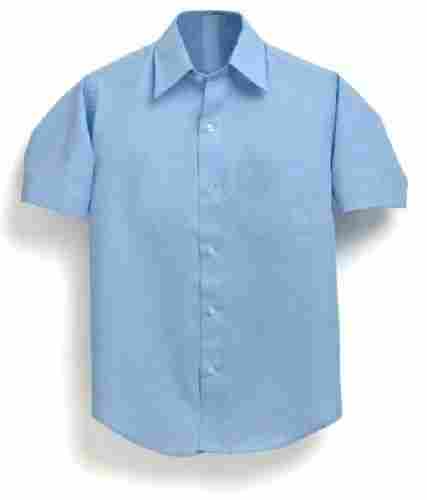 Sky Blue Half Sleeves Skin Friendly Regular Fit Unisex Plain Cotton School Uniform Shirt