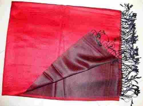 Red Skin Friendly Warm And Soft Ladies Casual Plain Pure Reversible Silk Shawls With Light Weighted